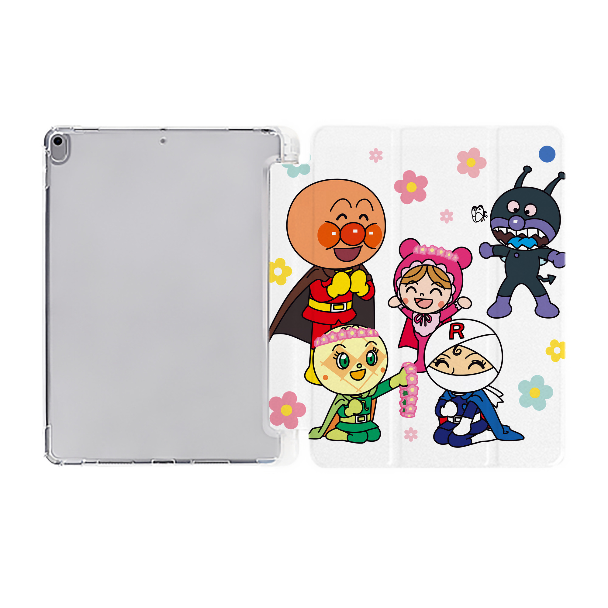 （画像用） アンパンマン Anpanman IPad ケース ペン収納付き 三つ折りスタンド PUレザー×シリコン 対応機種9.5/10.5/10.9インチ
